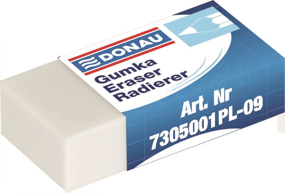 Gumka uniwersalna DONAU, 41x21x11mm, biała