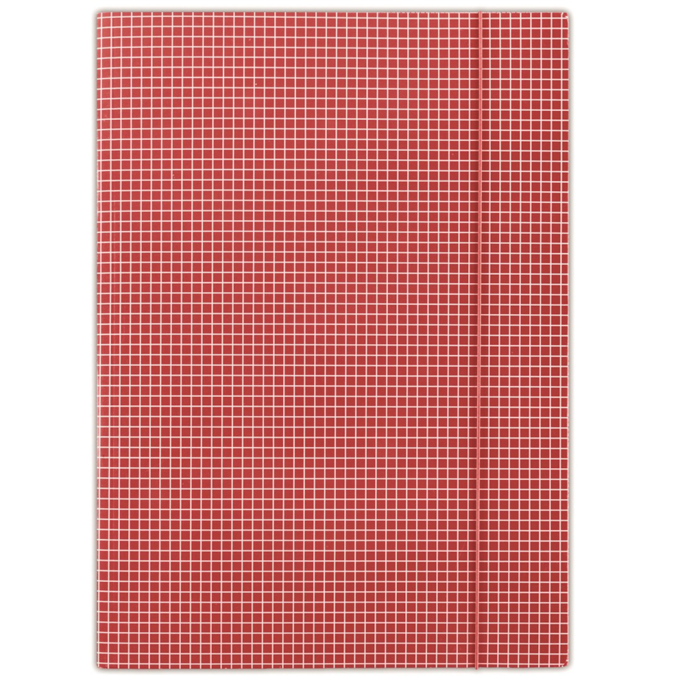 Teczka z gumką DONAU, karton, A4, 400gsm, 3-skrz., czerwona w kratę