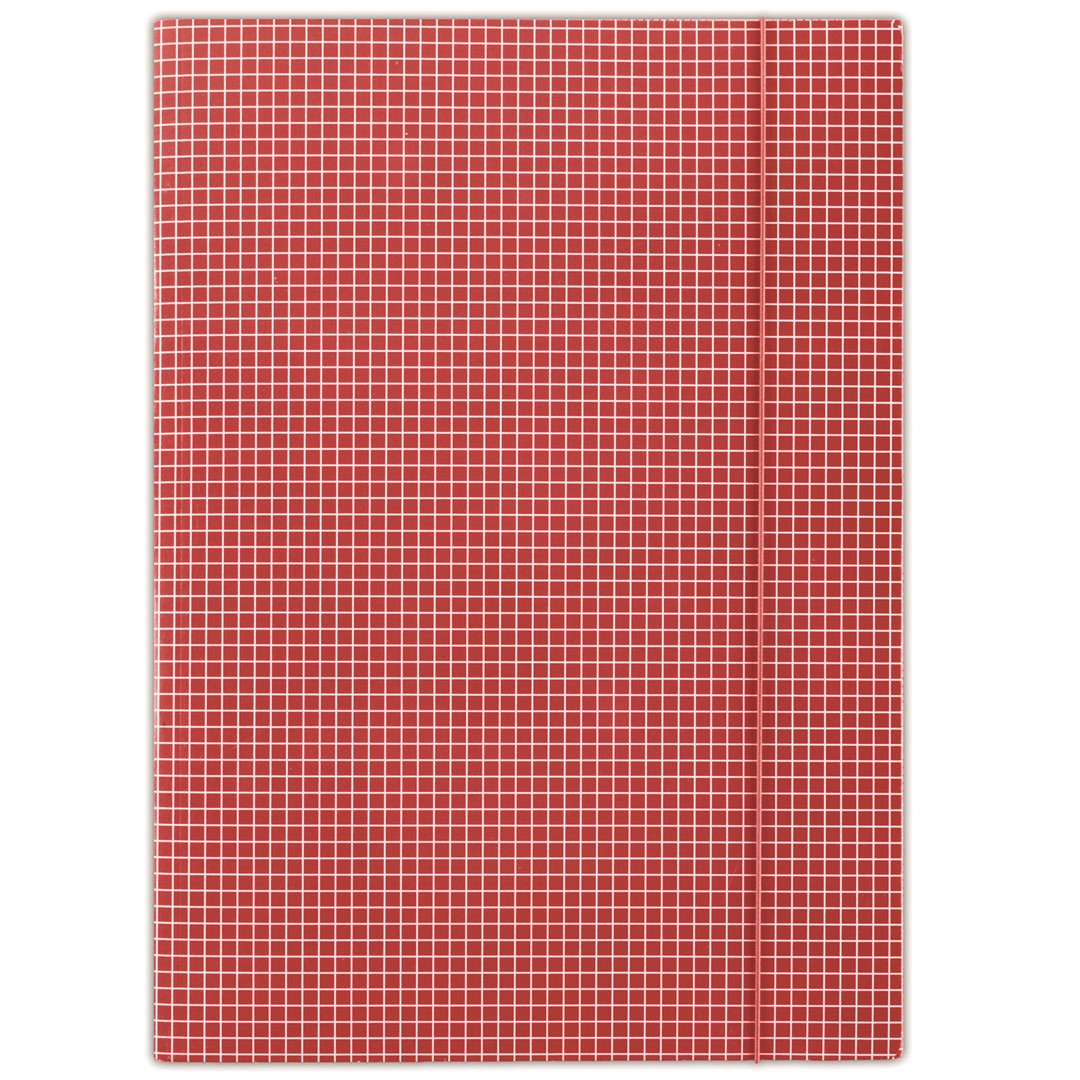 Teczka z gumką DONAU, karton, A4, 400gsm, 3-skrz., czerwona w kratę