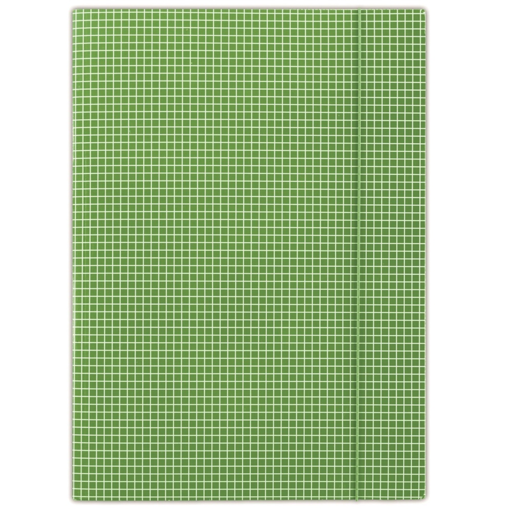 Teczka z gumką DONAU, karton, A4, 400gsm, 3-skrz., zielona w kratę