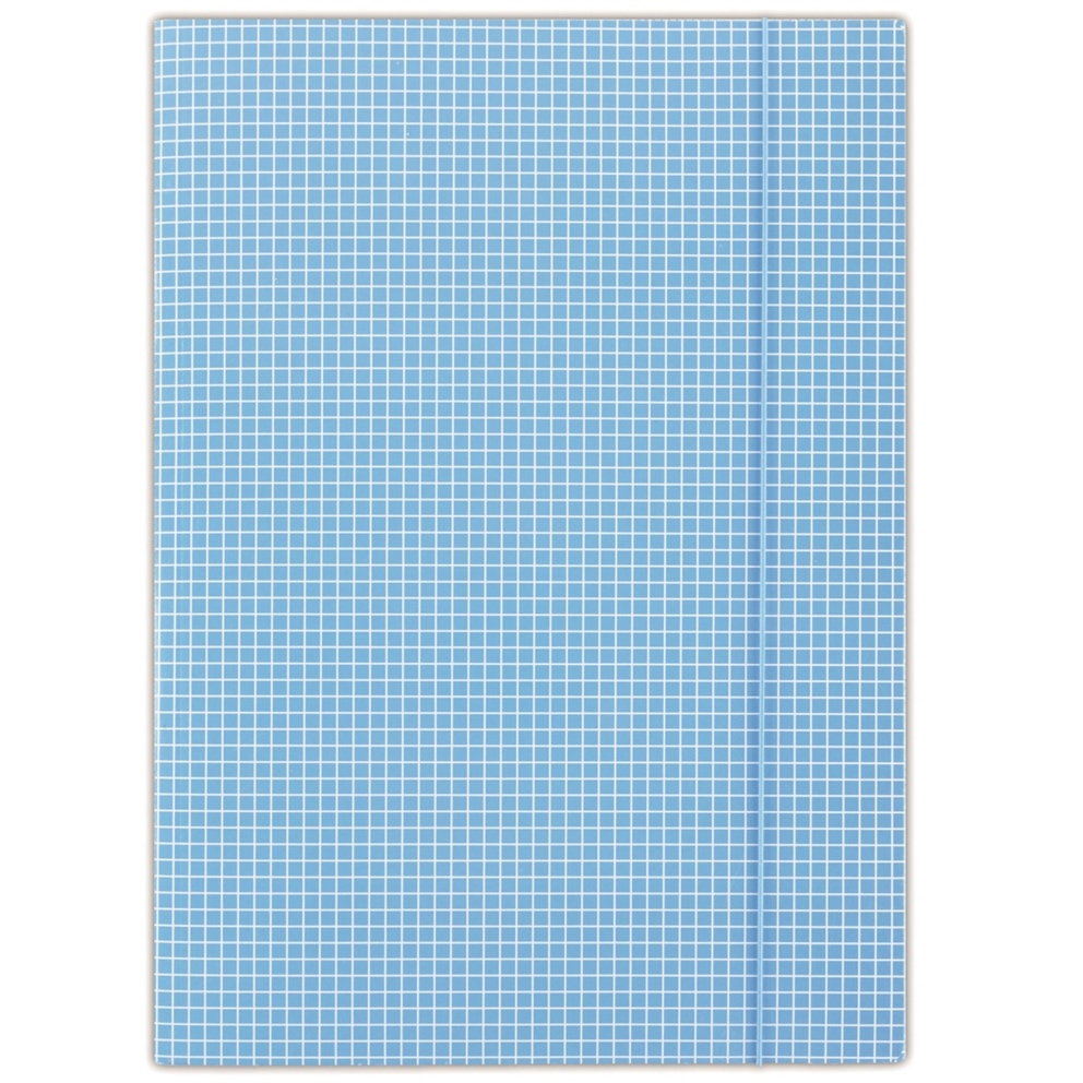 Teczka z gumką DONAU, karton, A4, 400gsm, 3-skrz., niebieska w kratę