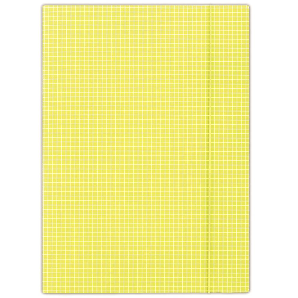 Teczka z gumką DONAU, karton, A4, 400gsm, 3-skrz., żółta w kratę