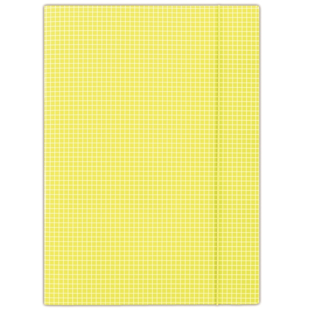 Teczka z gumką DONAU, karton, A4, 400gsm, 3-skrz., żółta w kratę