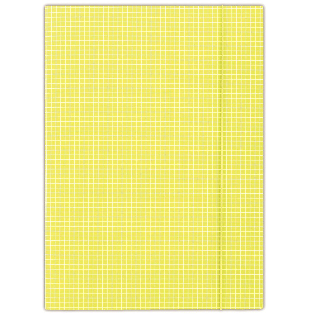 Teczka z gumką DONAU, karton, A4, 400gsm, 3-skrz., żółta w kratę