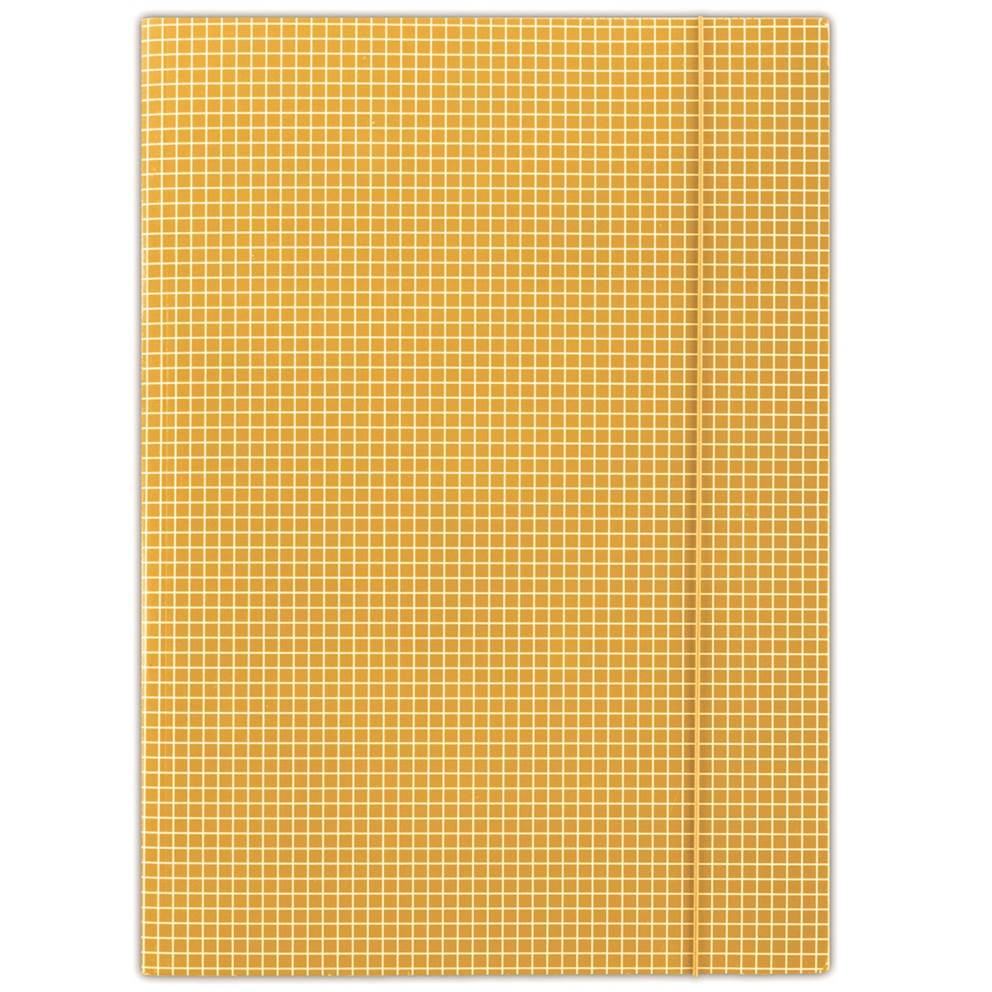 Teczka z gumką DONAU, karton, A4, 400gsm, 3-skrz., pomarańczowa w kratę