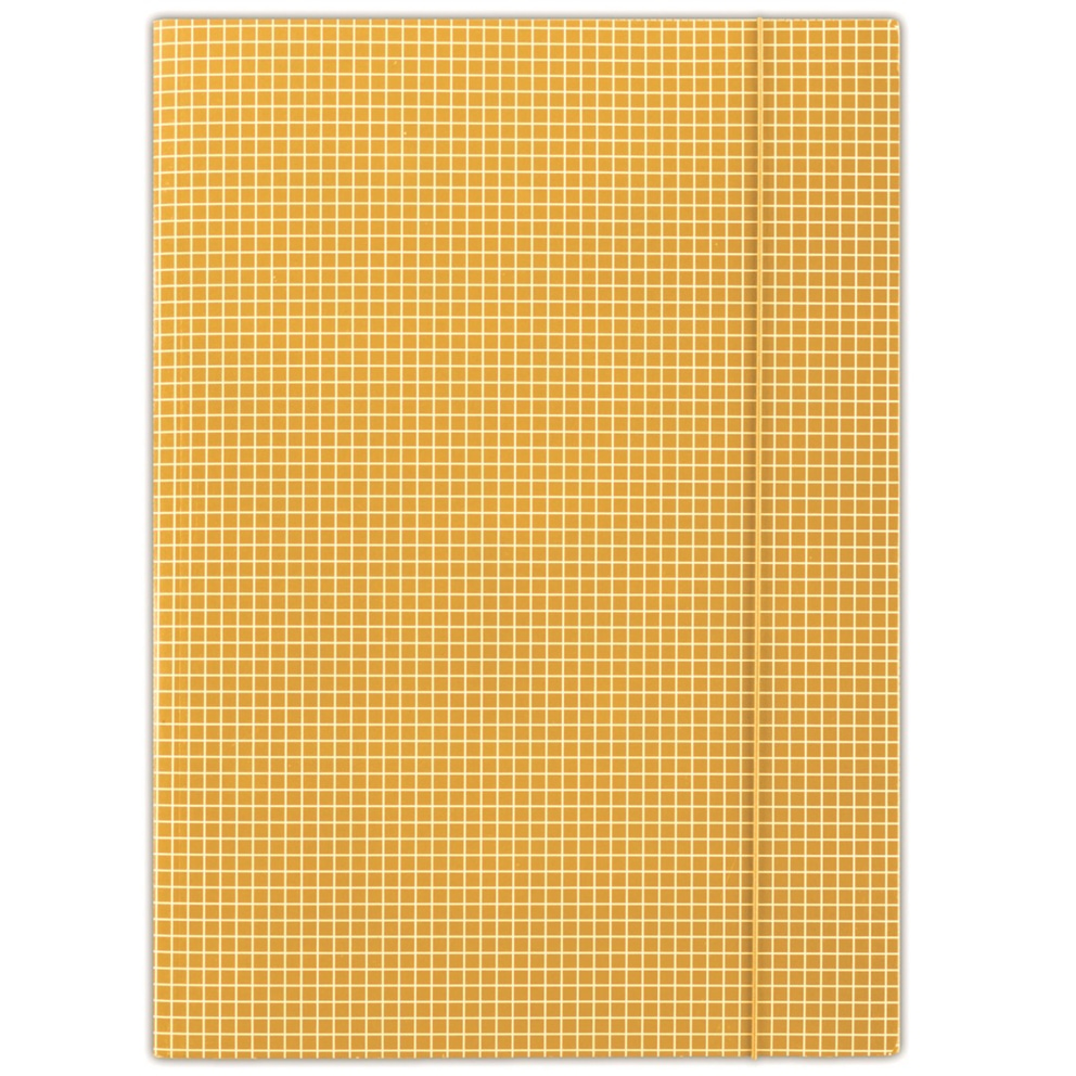 Teczka z gumką DONAU, karton, A4, 400gsm, 3-skrz., pomarańczowa w kratę