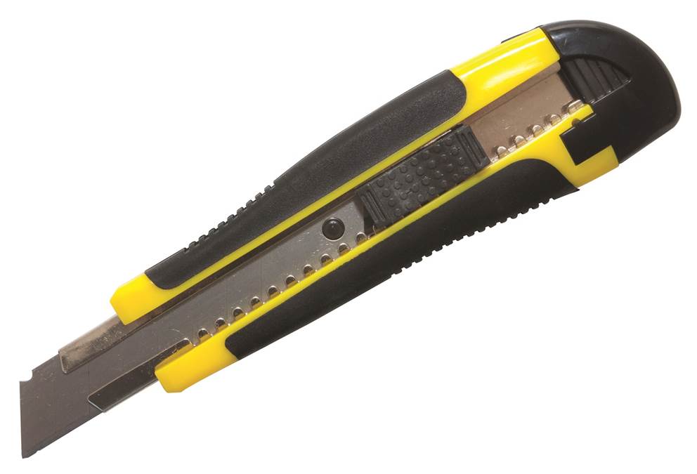 Nóż pakowy DONAU Professional, gumowa rękojeść, z blokadą, żółto-czarny