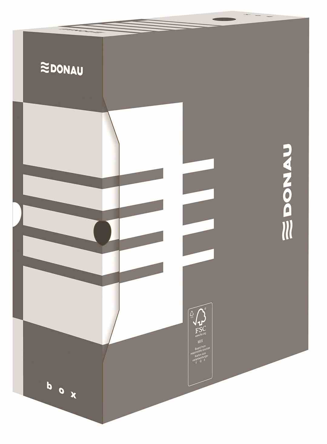Pudło archiwizacyjne DONAU, karton, A4/120mm, szare