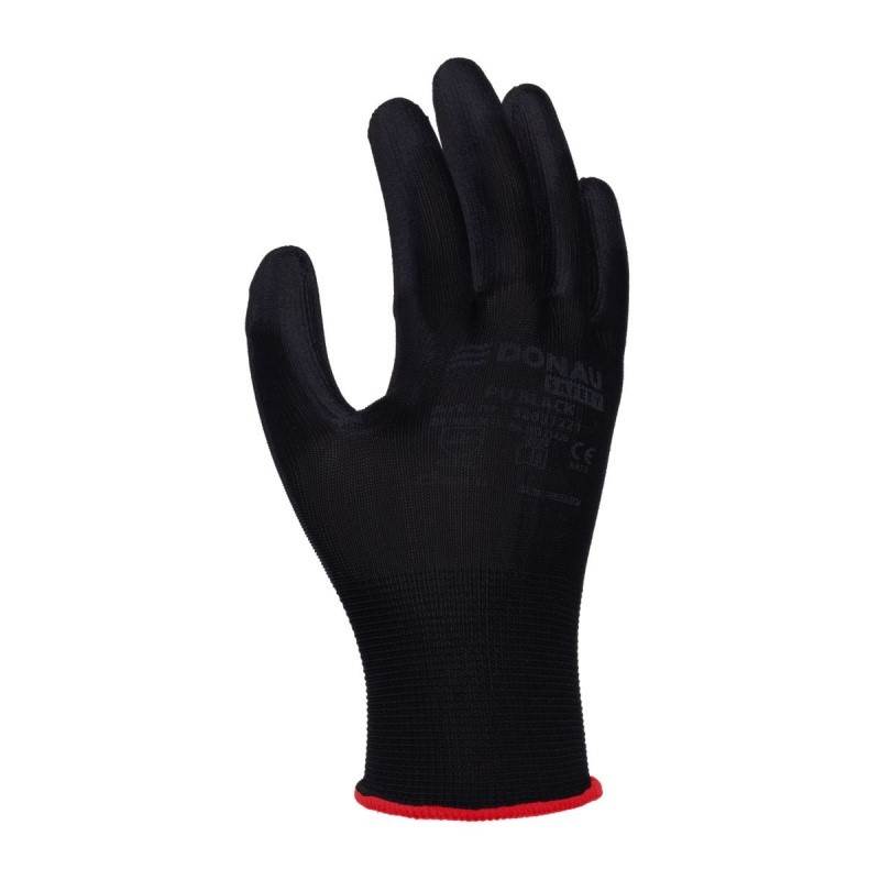 Rękawice DONAU SAFETY PU Black, kat. II, rozm. 9, czarne