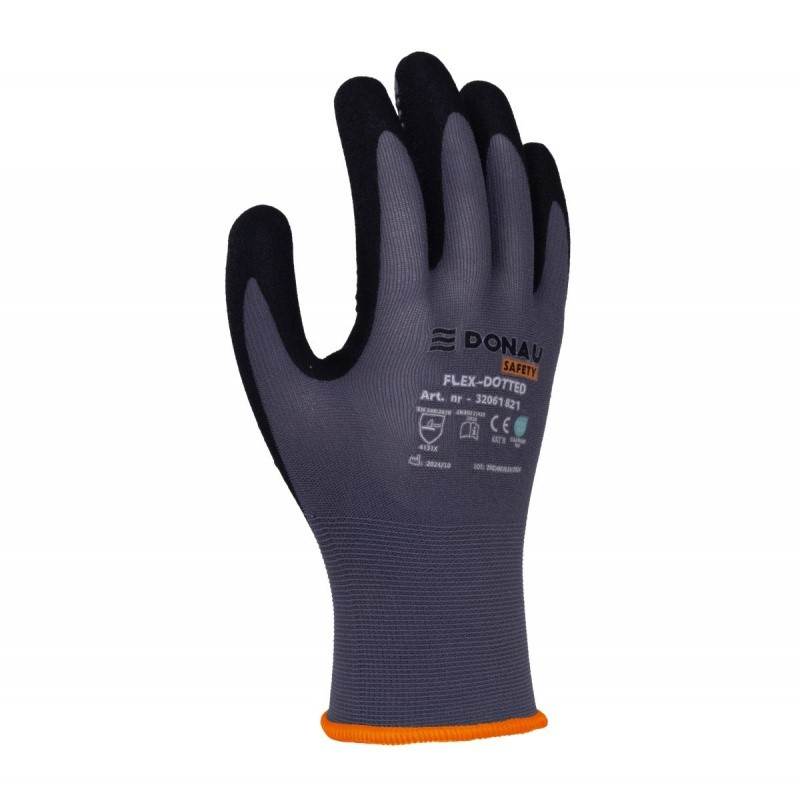Rękawice DONAU SAFETY Flex-Dotted, kat. II, rozm. 11, szare