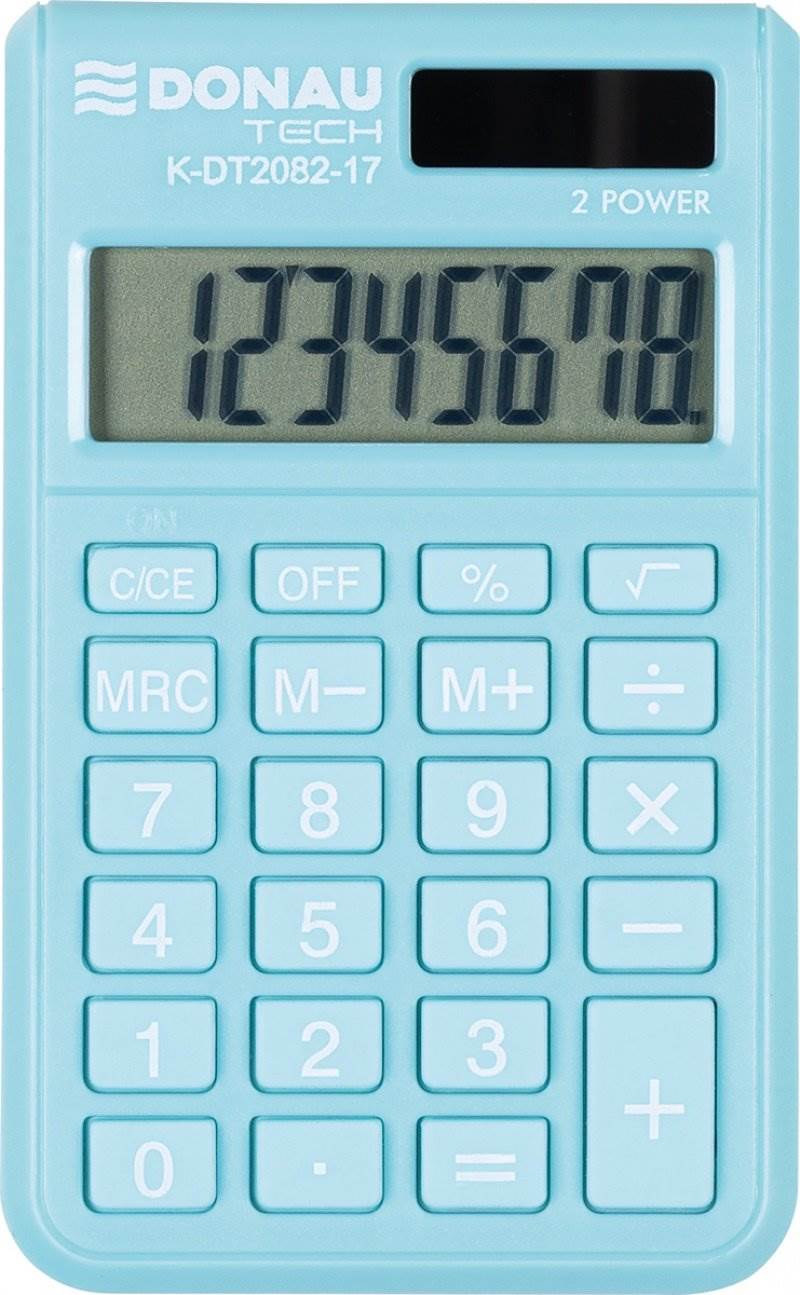 Kalkulator kieszonkowy DONAU TECH, 8-cyfr. wyświetlacz, wym. 97x60x10 mm, jasnoniebieski