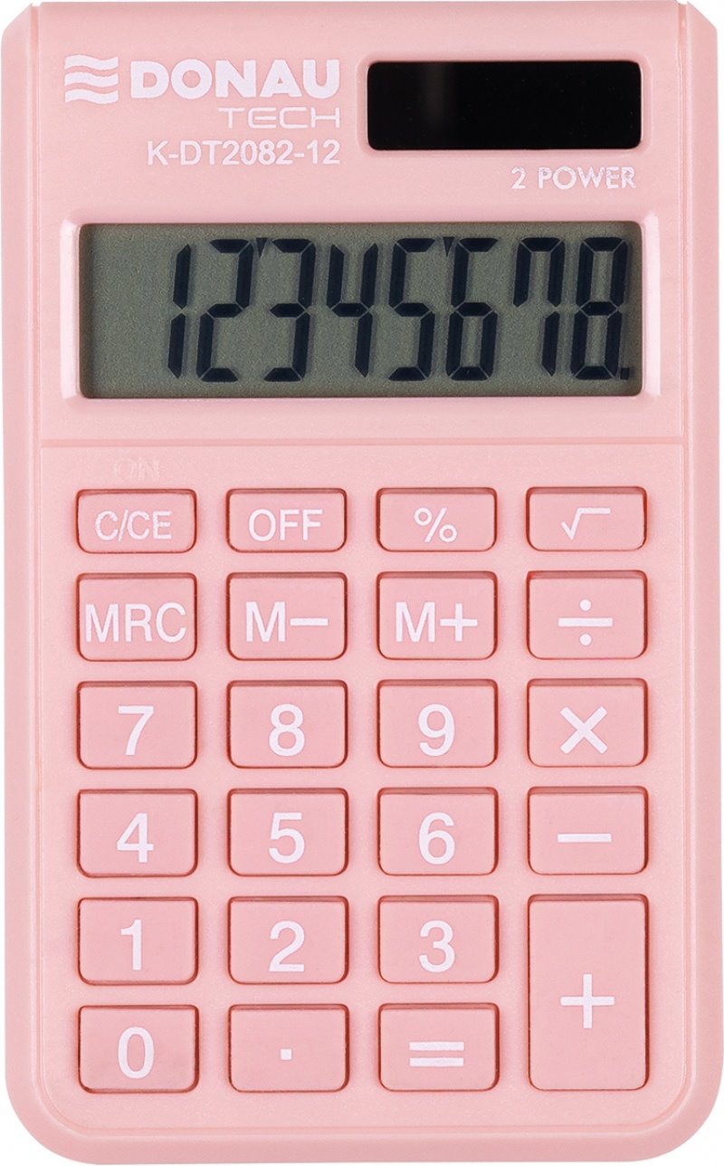 Kalkulator kieszonkowy DONAU TECH, 8-cyfr. wyświetlacz, wym. 97x60x10 mm, morelowy