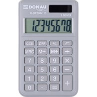 Kalkulator kieszonkowy DONAU TECH, 8-cyfr. wyświetlacz, wym. 97x60x10 mm, jasnoszary