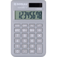 Kalkulator kieszonkowy DONAU TECH, 8-cyfr. wyświetlacz, wym. 97x60x10 mm, jasnoszary