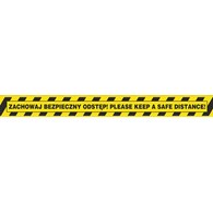 Taśma ostrzegawcza OFFICE PRODUCTS Solvent, zachowaj bezpieczny odstęp, 50mm, 50m, żółto-czarna
