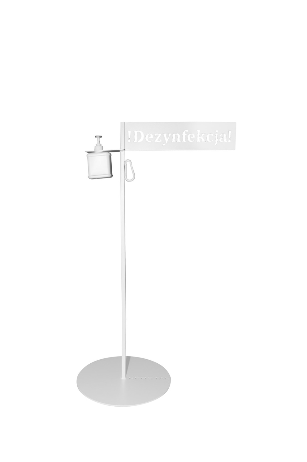 Stojak do dezynfekcji OFFICE PRODUCTS, z karabińczykiem i dozownikiem, biały