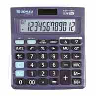 Kalkulator biurowy DONAU TECH, 12-cyfr. wyświetlacz, wym. 140x122x30 mm, czarny