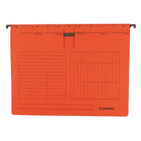 Skoroszyt zawieszany DONAU z wąsem, A4, 230gsm, pomarańczowa