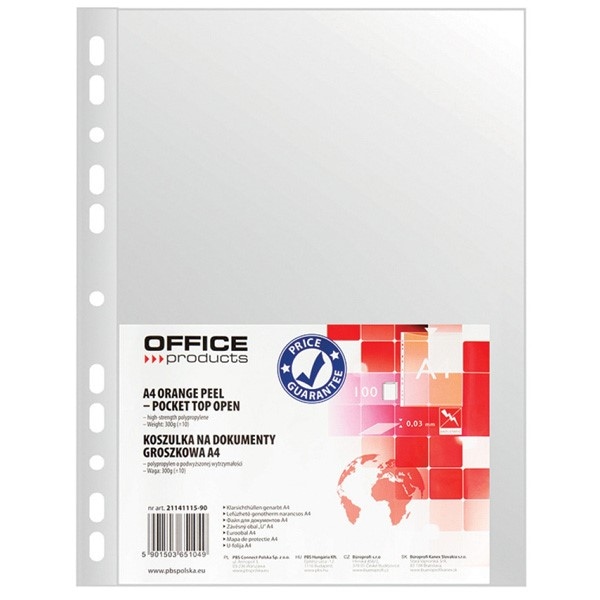 Koszulki na dokumenty OFFICE PRODUCTS, PP, A4, groszkowe, 100szt.