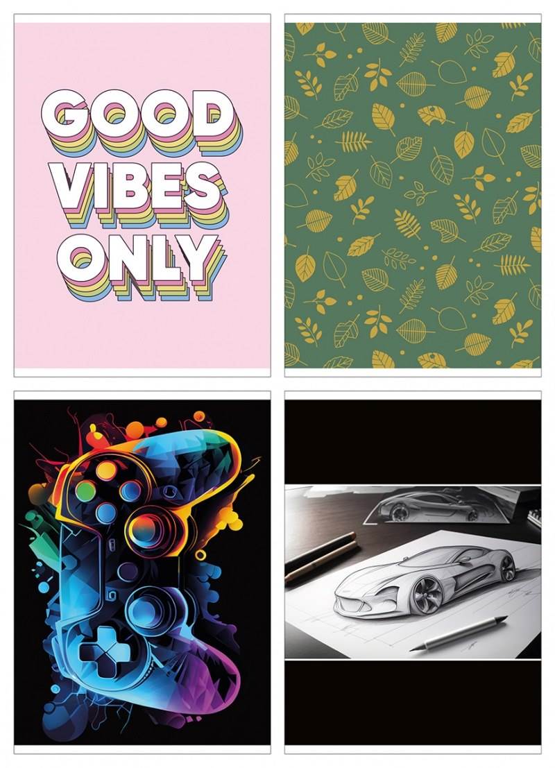 Zeszyt szkolny GIMBOO, A5, w kratkę, 60 kart., 70gsm, mix wzorów