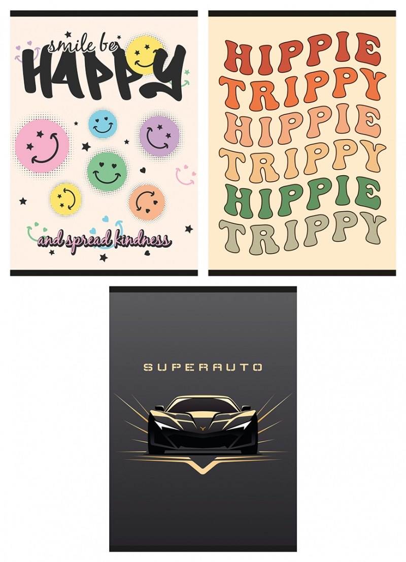 Zeszyt szkolny GIMBOO, A4, w kratkę, 32 kart., 70gsm, mix wzorów