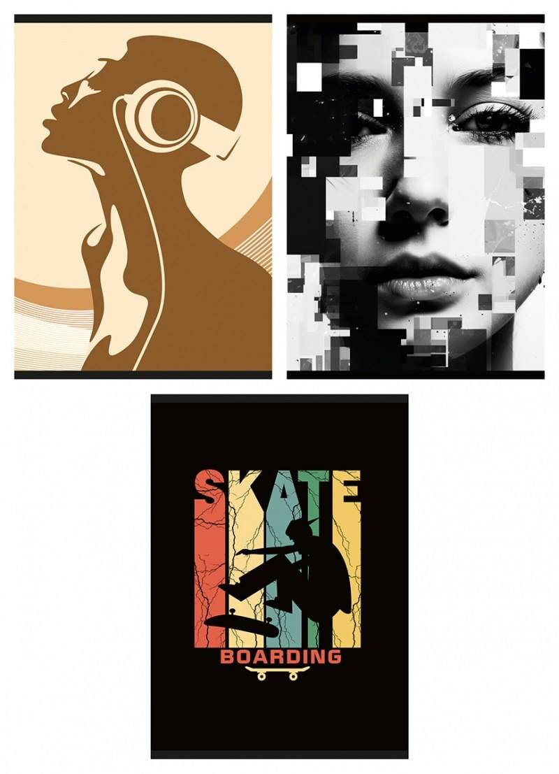 Zeszyt szkolny GIMBOO, A4, w kratkę, 60 kart., 70gsm, mix wzorów