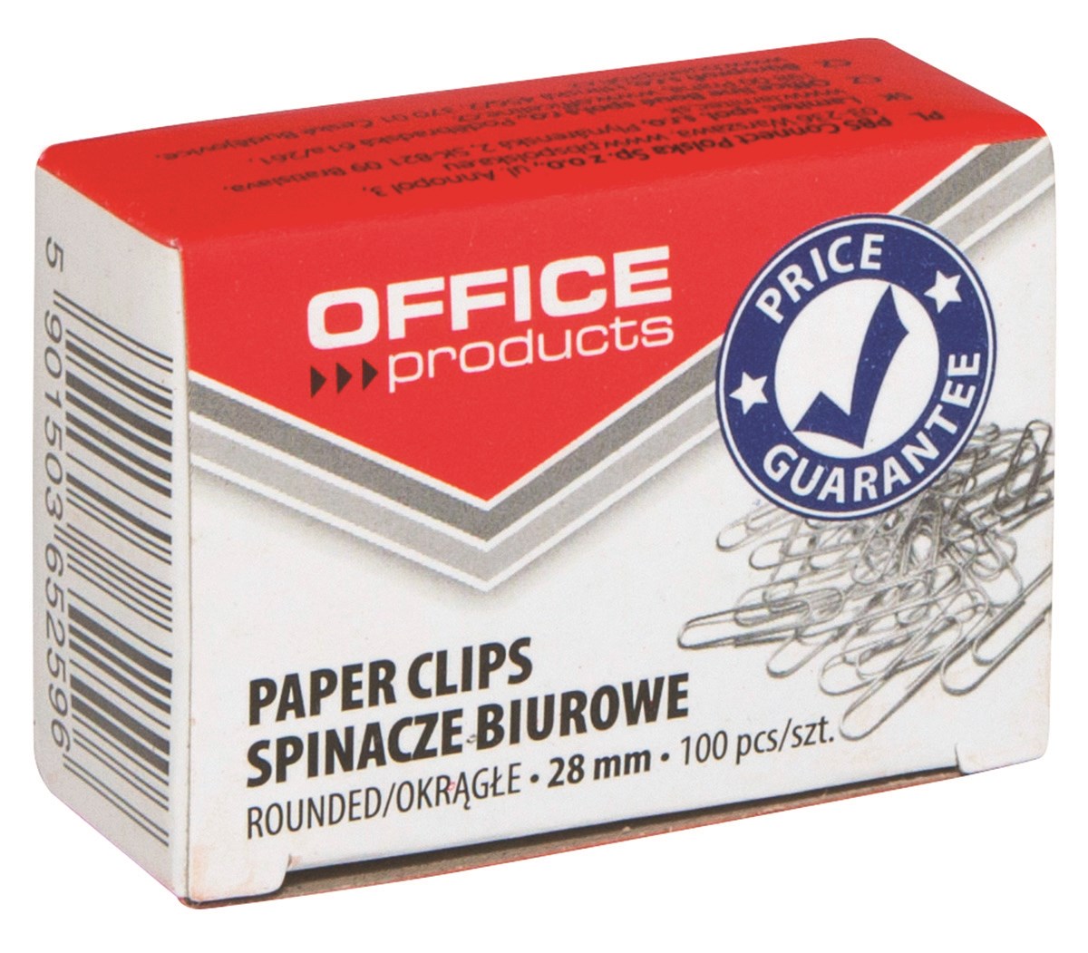 Spinacze okrągłe OFFICE PRODUCTS, 28mm, 100szt., srebrne