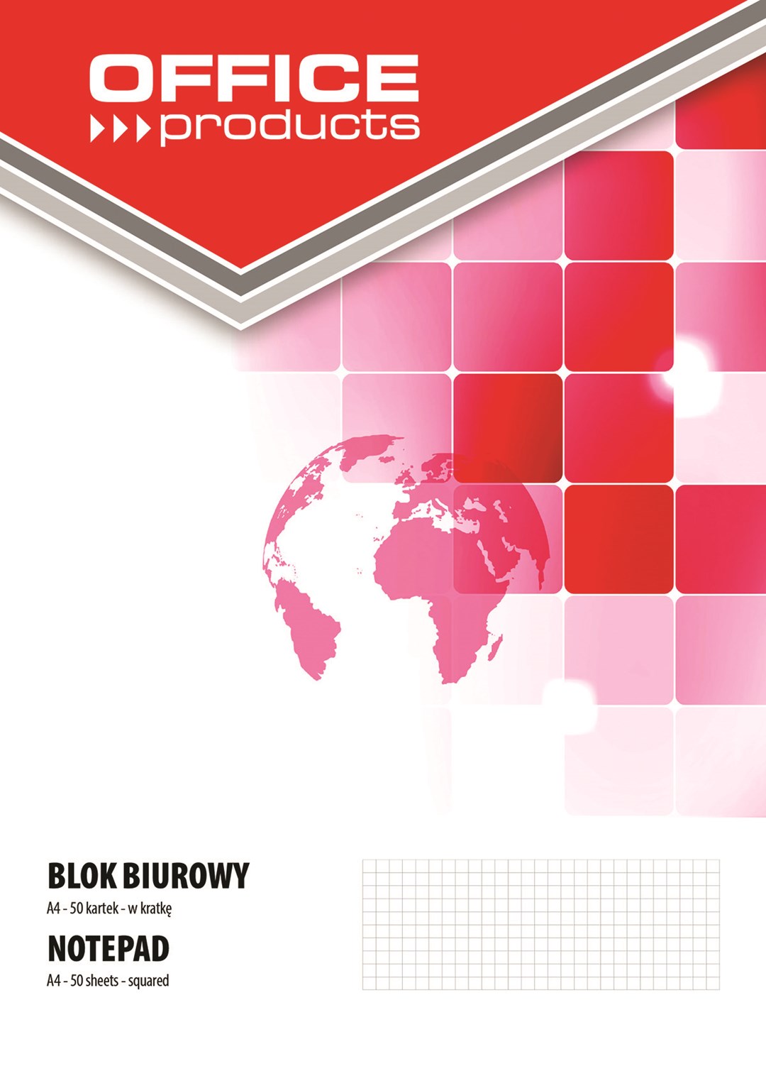 Blok biurowy OFFICE PRODUCTS, A4, w kratkę, 50 kart., 70gsm