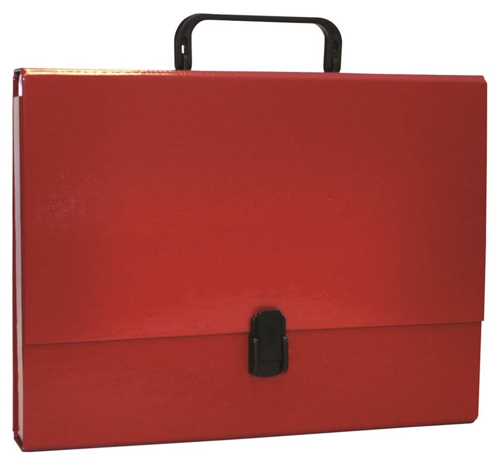 Teczka-pudełko OFFICE PRODUCTS, PP, A4/5cm, z rączką i zamkiem, bordowa