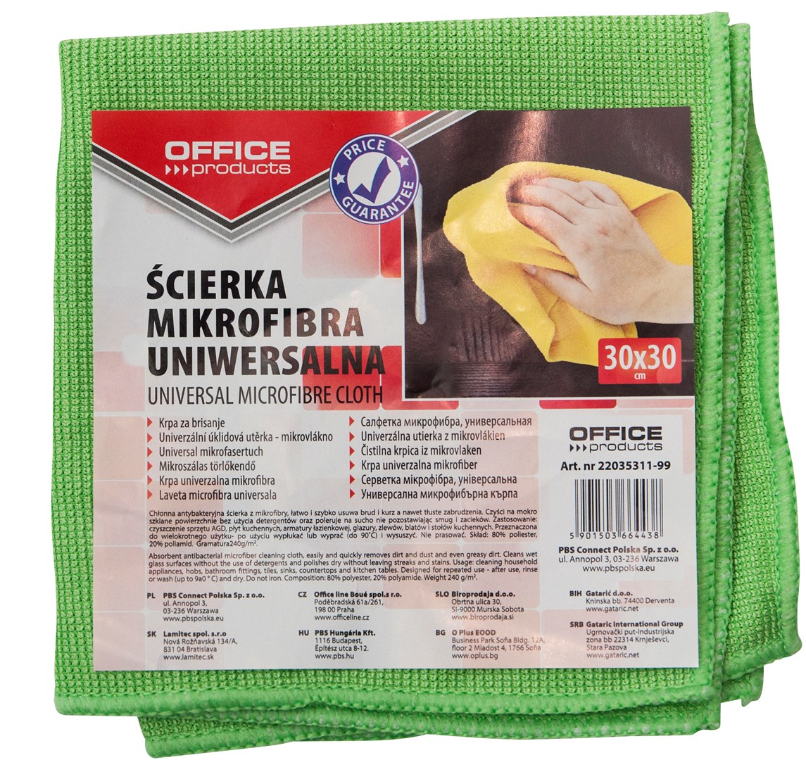 Ścierka uniwersalna OFFICE PRODUCTS, mikrofibra, gr. 240g/mkg, 30x30cm