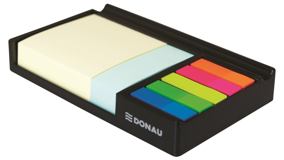 Przybornik z szufladką na karteczki i zakładki DONAU, 164x104x24mm, czarny