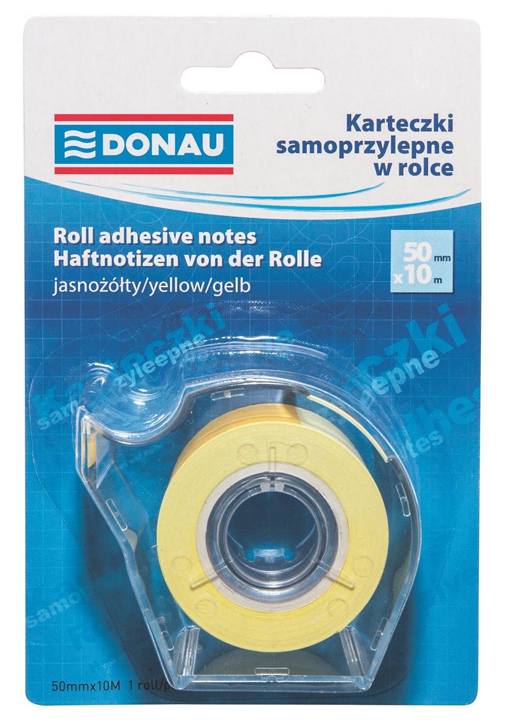 Karteczki samoprzylepne w rolce DONAU, 50mmx10m, jasnożółty