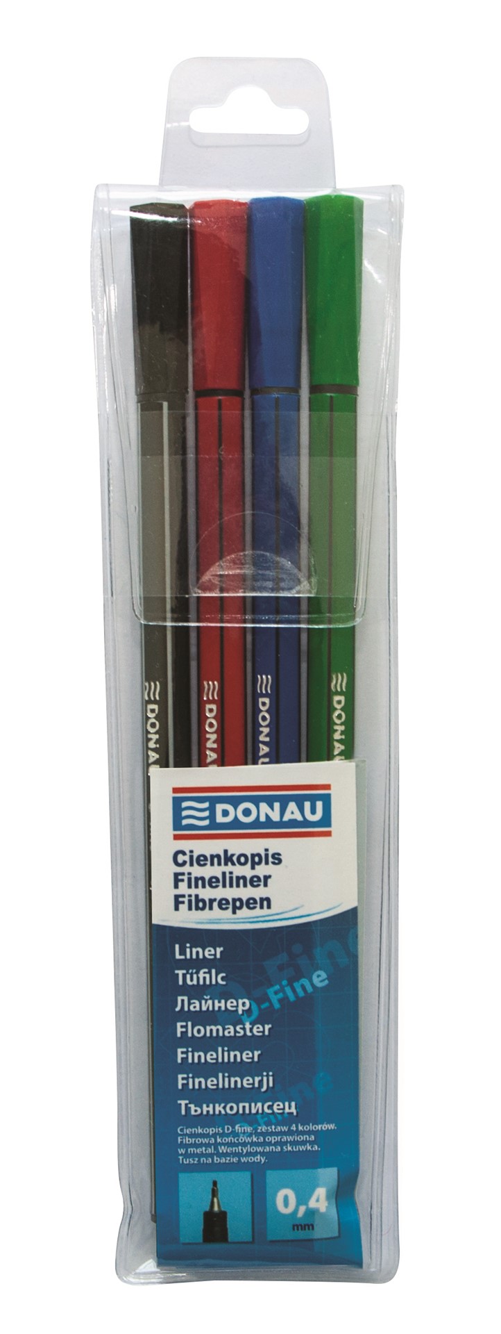 Cienkopis DONAU D-Fine, 0,4 mm, 4 szt., mix kolorów