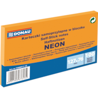 Bloczek samoprzylepny DONAU, 127x76mm, 1x100 kart., neon, pomarańczowy