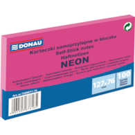 Bloczek samoprzylepny DONAU, 127x76mm, 1x100 kart., neon, różowy