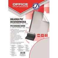 Okładki do bindowania OFFICE PRODUCTS, PVC, A4, 200mikr., 100szt., szare transparentne