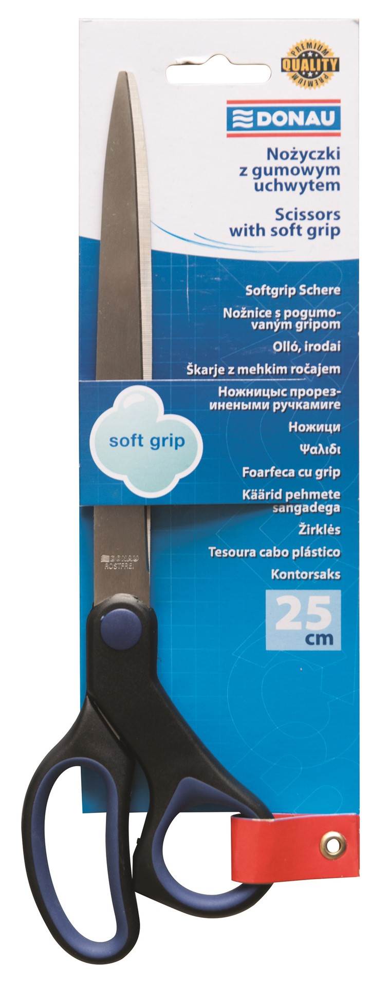 Nożyczki biurowe DONAU Soft Grip, 25cm, niebieskie