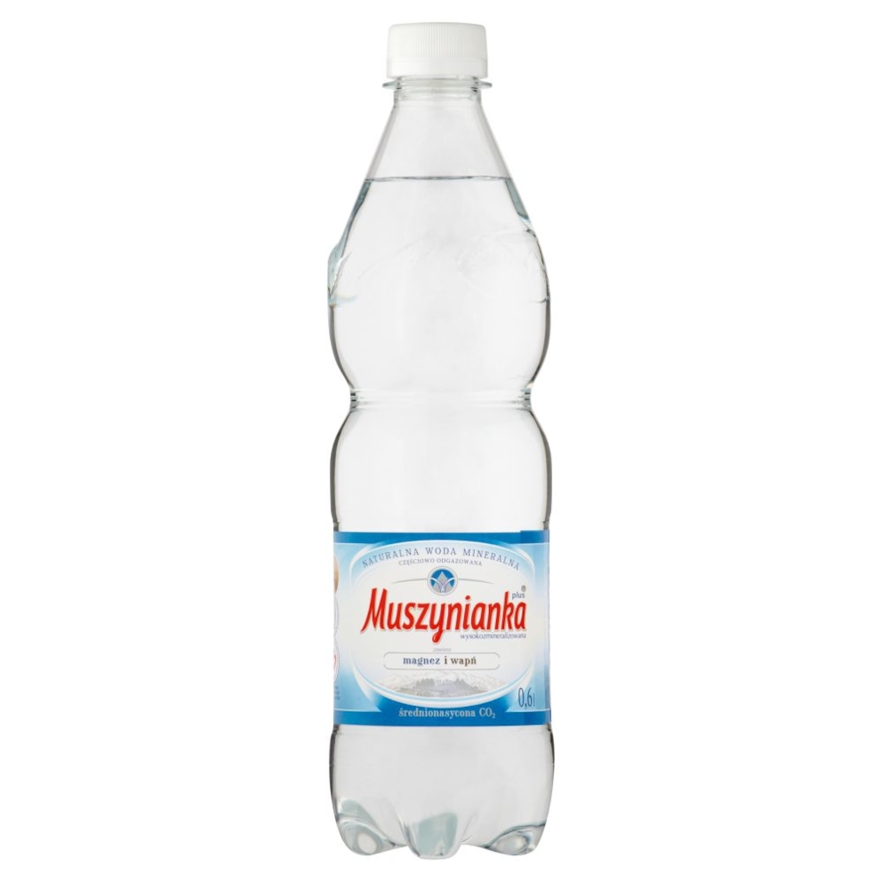WODA mineralna MUSZYNIANKA GAZ 600ML PET średnionasycona co2 8szt