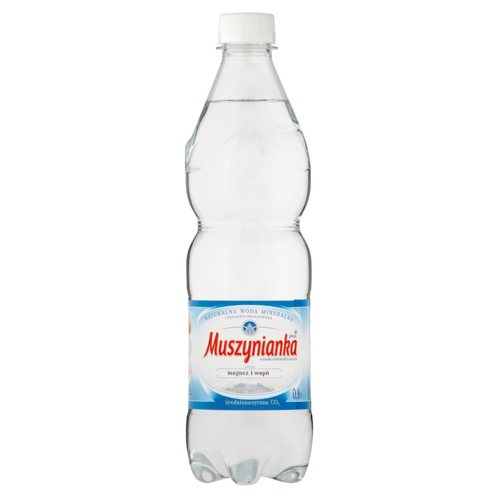 WODA mineralna MUSZYNIANKA GAZ 600ML PET średnionasycona co2 8szt