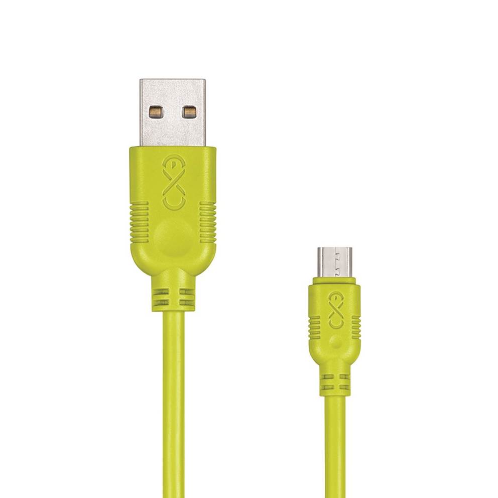 Uniwersalny kabel Micro USB EXC Whippy, 2m, limonkowy