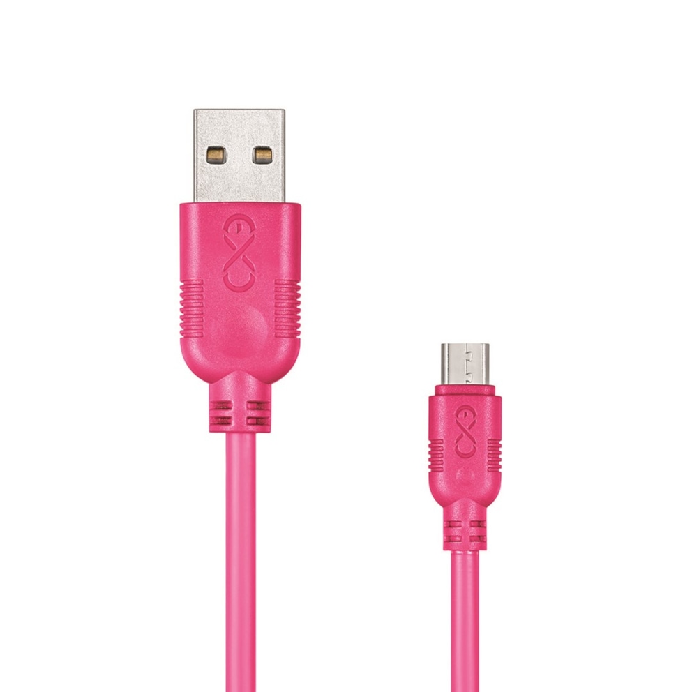 Uniwersalny kabel Micro USB EXC Whippy, 2m, różowy