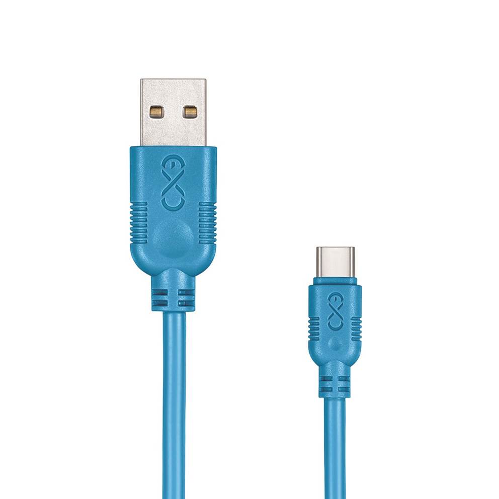 Uniwersalny kabel USB 2.0 do USB-C EXC Whippy, 2m, niebieski