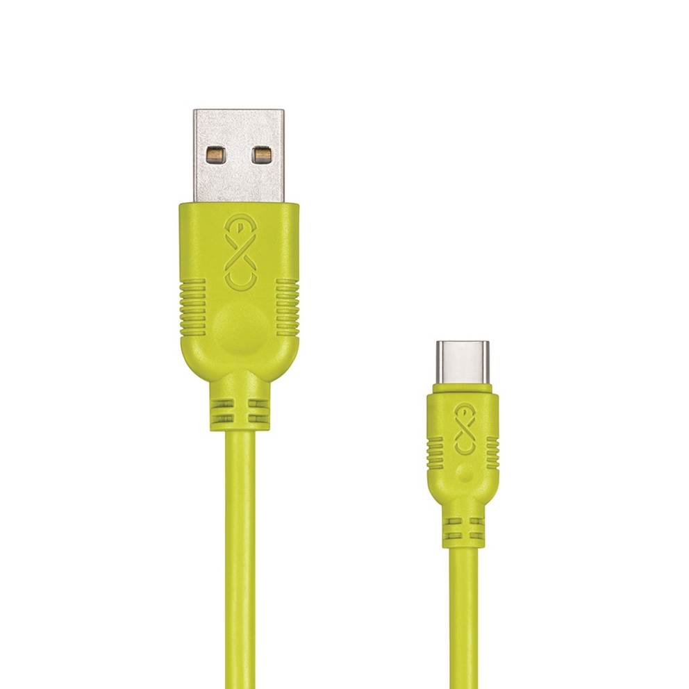 Uniwersalny kabel USB 2.0 do USB-C EXC Whippy, 2m, limonkowy