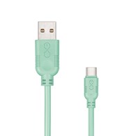Uniwersalny kabel USB 2.0 do USB-C EXC Whippy, 2m, miętowy