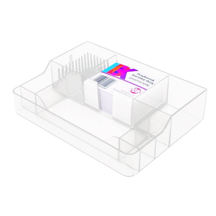 Przybornik biurowy duży transparentny przeźroczysty KBK 230mmx170mmx50mm