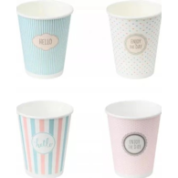 KUBKI PAPIEROWE NADRUK MIX PASTELE 250 ML w op. 100 szt