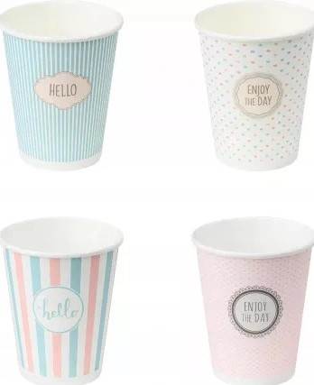 KUBKI PAPIEROWE NADRUK MIX PASTELE 250 ML w op. 100 szt