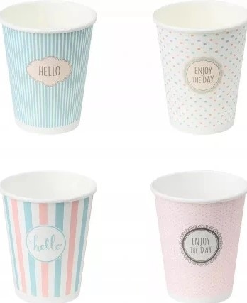 KUBKI PAPIEROWE NADRUK MIX PASTELE 250 ML w op. 100 szt