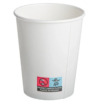 Kubki jednorazowe papierowe białe 250 ml + ZNAK DEREKTYWY 100 sztuk