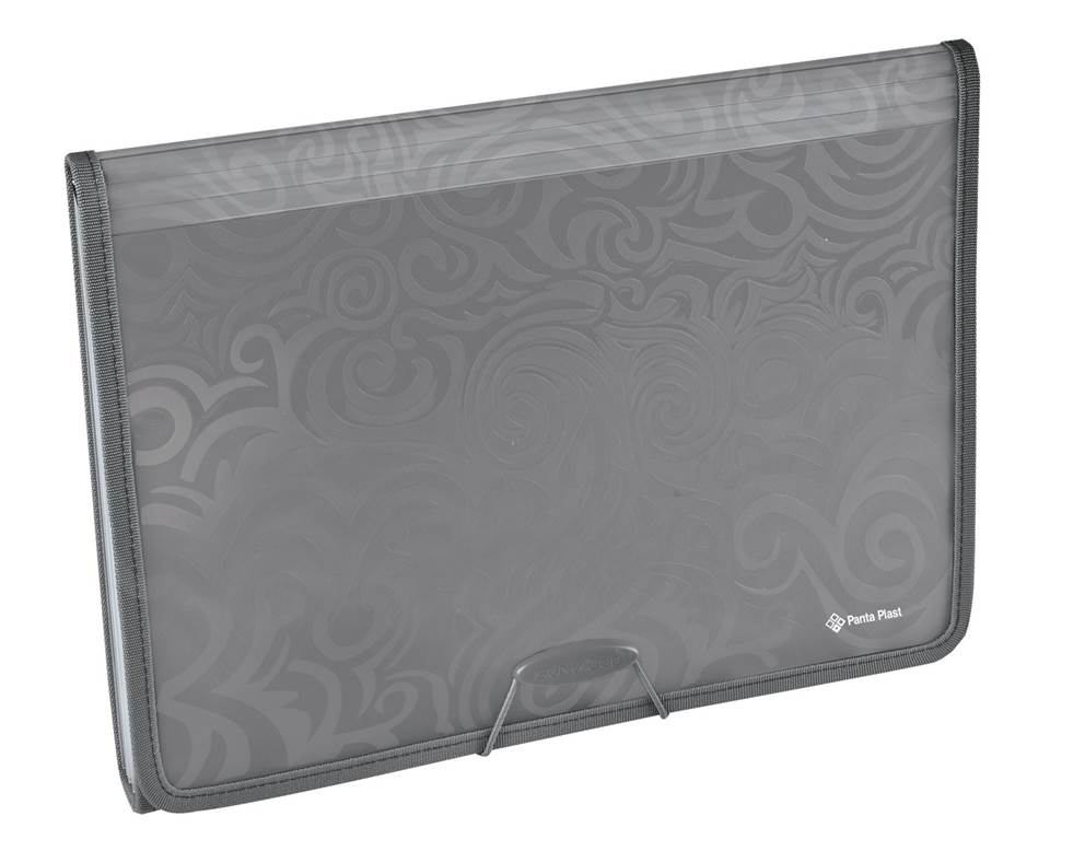TAI CHI FOLDER A4 Z SZEŚCIOMA PRZEGRODAMI SREBRNY Panta Plast